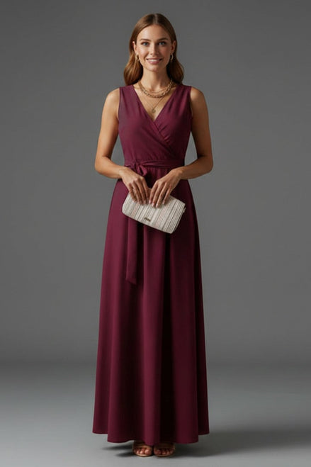 Annabelle Satin Wrap Maxi Party Dress with Relaxed Fit for Christmas