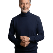 Men's Knit Turtleneck Jumper with Ribbed Collar