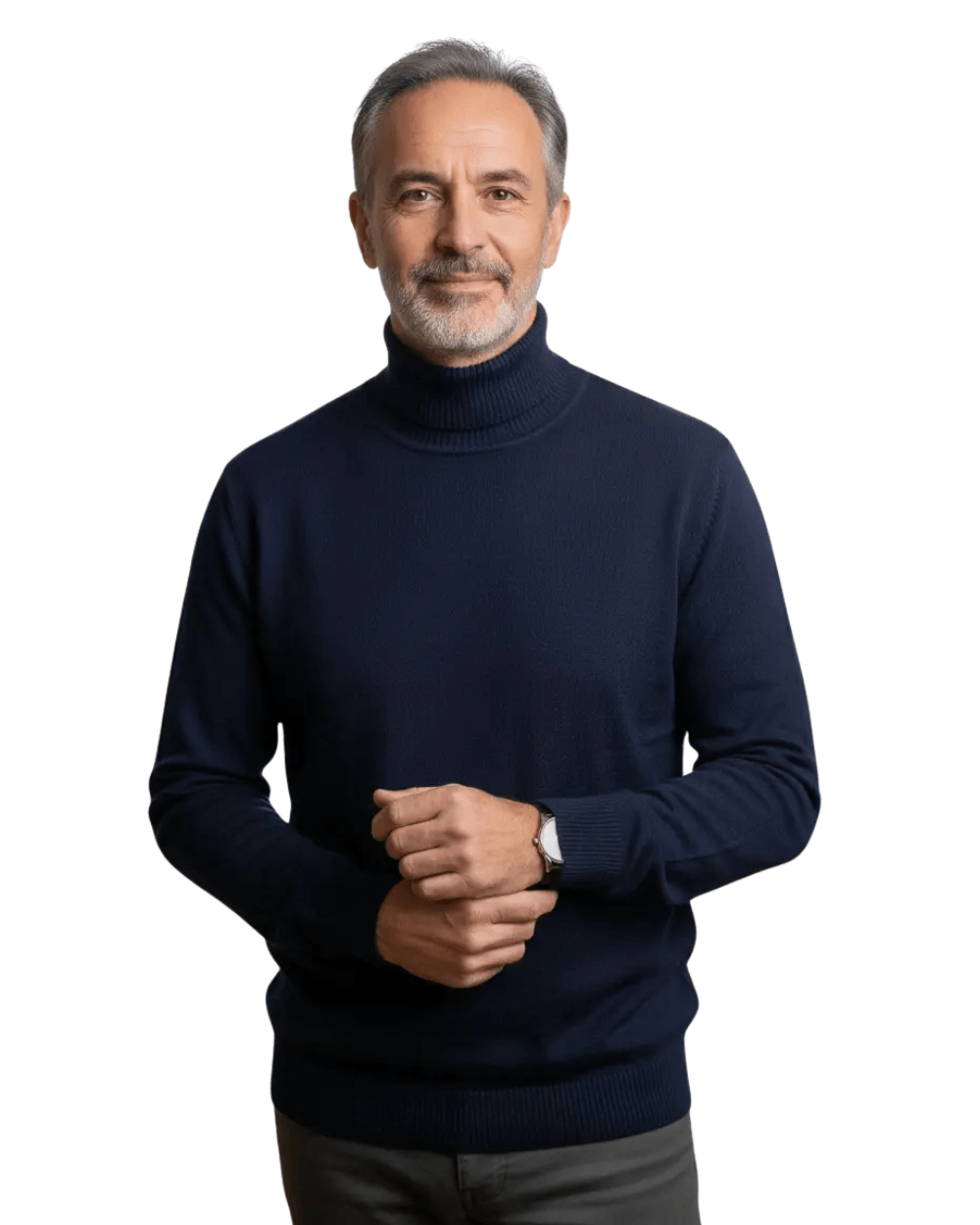 Men's Knit Turtleneck Jumper with Ribbed Collar