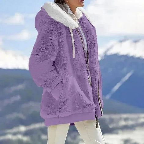 Keithy Colour-Block Fleece Hooded Jacket with Zip Pockets