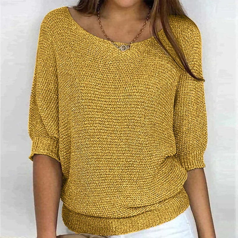 Jade Relaxed-Fit Batwing Sleeve Knitted Jumper for Women