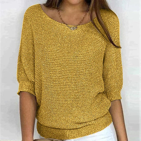 Jade Relaxed-Fit Batwing Sleeve Knitted Jumper for Women