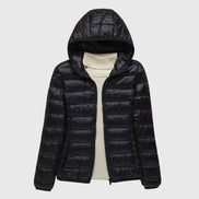 Janey Wrap-Front Quilted Puffer Jacket with Hood for Women