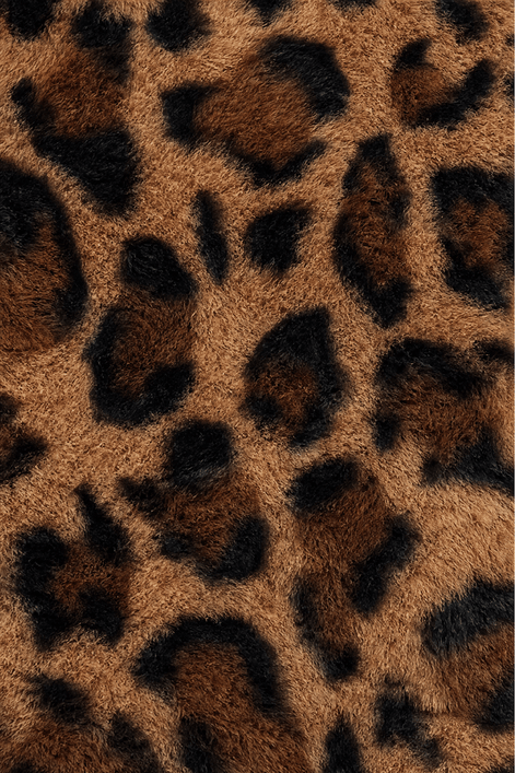Women's Leopard Print Faux Fur Longline Coat with Open Front
