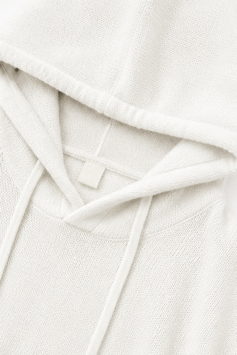Women's Hooded Knit Jumper with Drawstring and Dropped Shoulders
