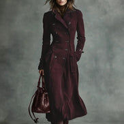Uilkje Double-Breasted Suede Longline Winter Coat for Women