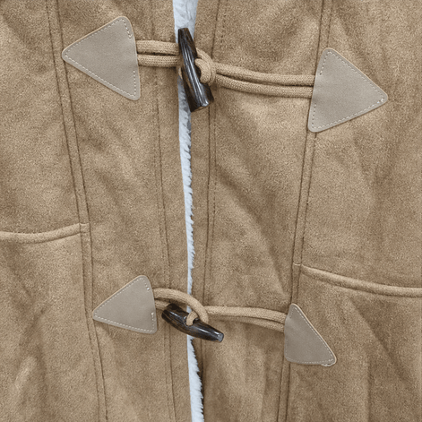 Women's Faux Shearling-Lined Hooded Duffle Coat with Hip-Length Fit