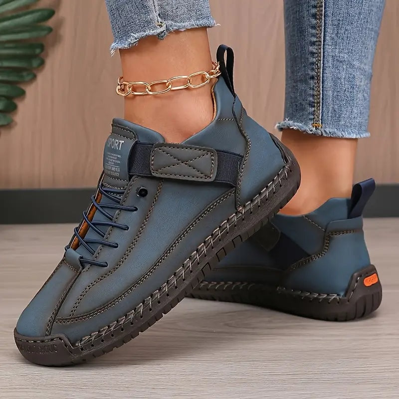 Women's Leather Lace-Up Trainers with Orthopedic Cushioning
