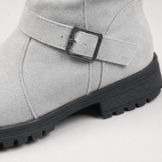 Women's Suede Winter Boots with Ribbed Cuff and Lug Sole