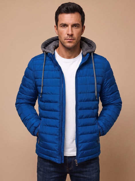Dorian Men's Hooded Quilted Puffer Jacket with Packable Fold-Away Fit