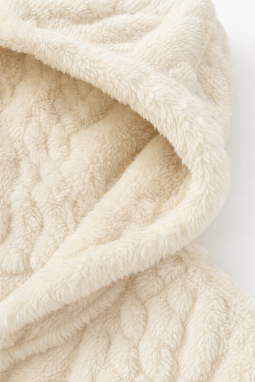 Cable-Knit Textured Hooded Longline Coat with Button Hems