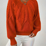 Women's Cable-Knit Cropped Jumper with Ribbed Crew Neck