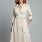 Matilda Long Sleeve Woven Wrap Midi Dress for Christmas Party