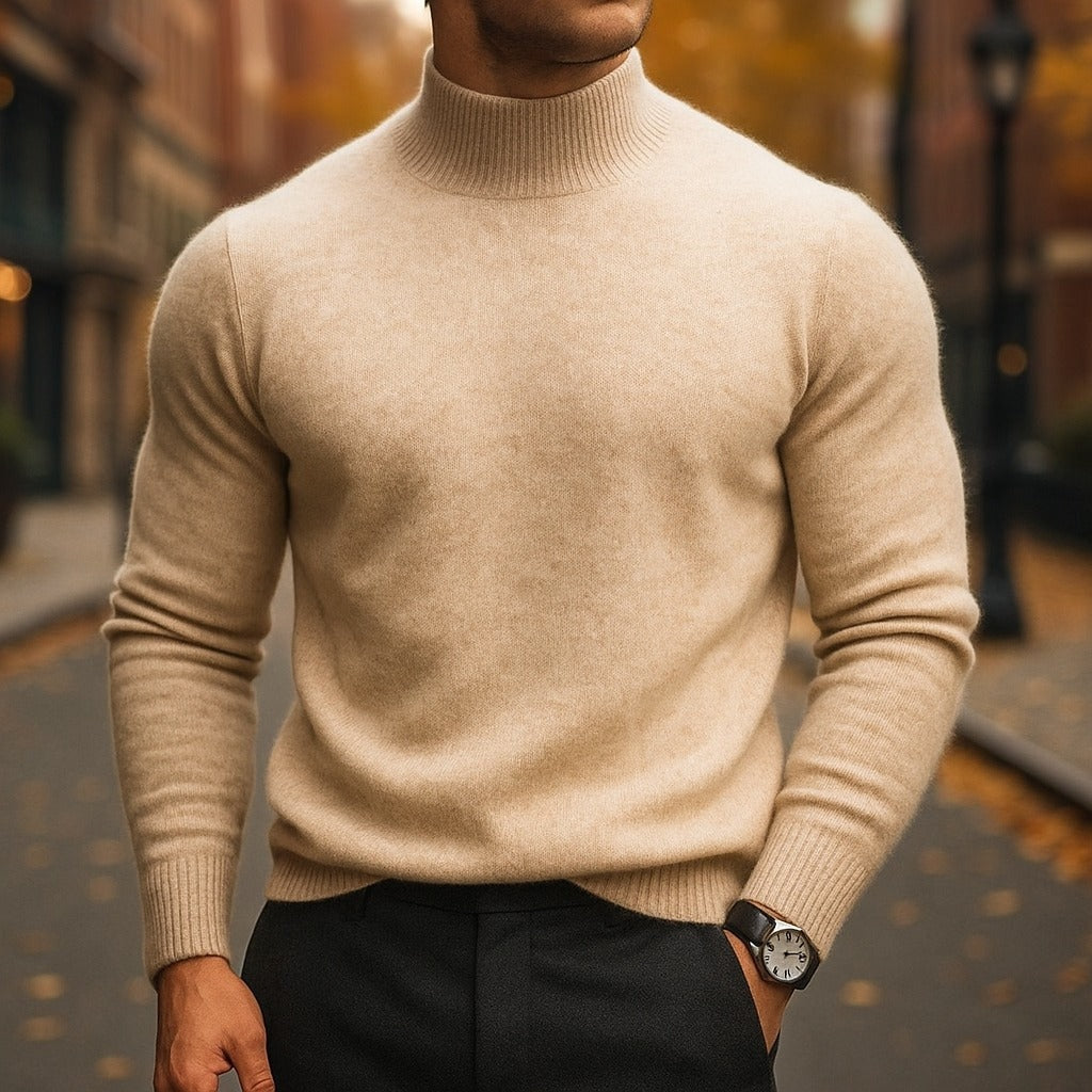 Alfie Mock Neck Mens Knit Sweater with Relaxed Fit