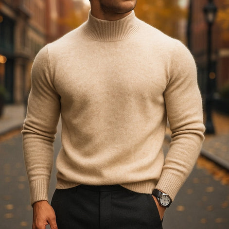 Alfie Mock Neck Mens Knit Sweater with Relaxed Fit
