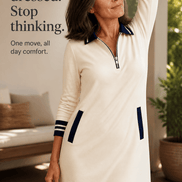 Women's Quarter-Zip Collared Knit Midi Dress with Pockets