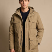 Bartholomew Hooded Multi-Pocket Padded Military Jacket for Men in Winter Parka Style