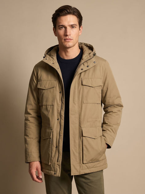 Bartholomew Hooded Multi-Pocket Padded Military Jacket for Men in Winter Parka Style