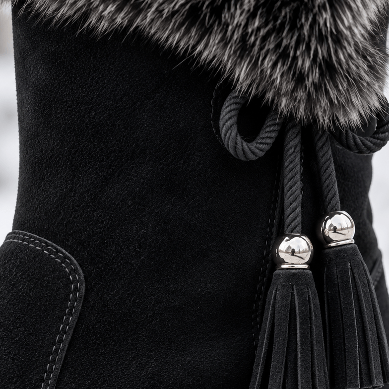 Calvera Fleece-Lined Suede Mid-Calf Winter Boots with Side Zip for Women