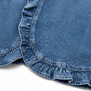 Ruffle-Trim Open-Front Denim Jacket for Women