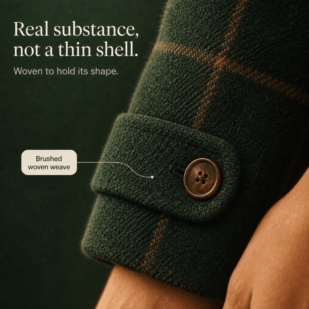 Women's Oversized Plaid Wool-Look Coat with Two-Button Front