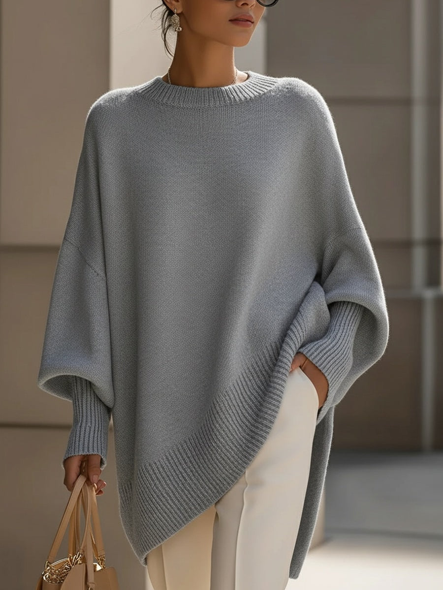 Emma Oversized Asymmetric Hem Wool Blend Women's Knitted Jumper