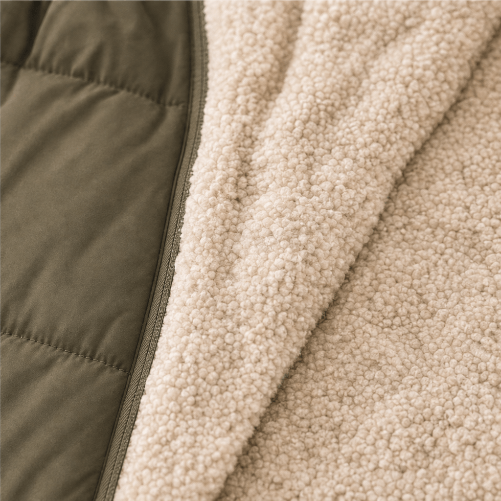 Reversible Hooded Long Puffer Coat with Faux Shearling Lining