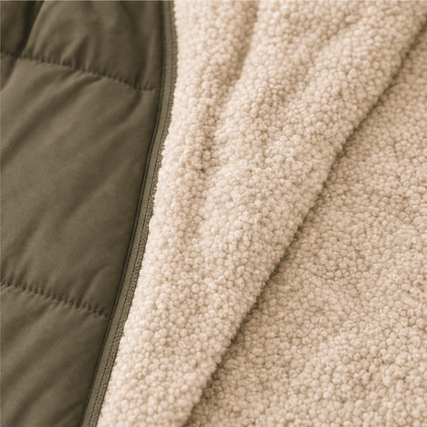 Reversible Hooded Long Puffer Coat with Faux Shearling Lining