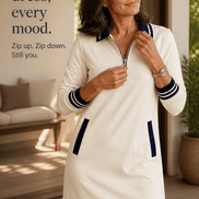 Women's Quarter-Zip Collared Knit Midi Dress with Pockets