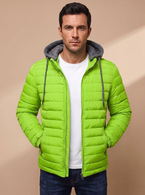 Dorian Men's Hooded Quilted Puffer Jacket with Packable Fold-Away Fit
