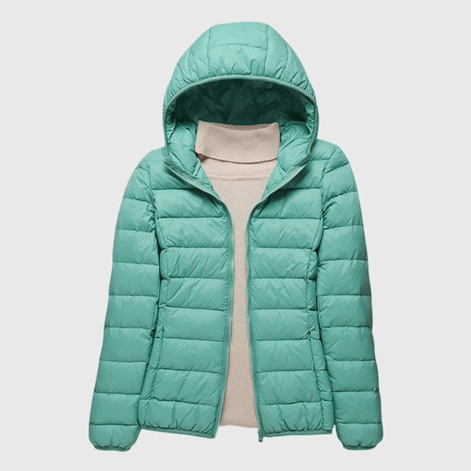 Janey Wrap-Front Quilted Puffer Jacket with Hood for Women