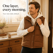 Men's Double-Layered Hood Padded Puffer Vest