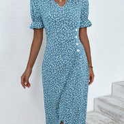 Floral Wrap Midi Dress for Wedding Guest and Christmas Party Wear