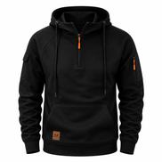 Men's Half-Zip Hooded Sweatshirt with Kangaroo Pocket and Adjustable Hood
