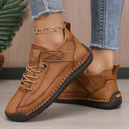 Women's Leather Lace-Up Trainers with Orthopedic Cushioning