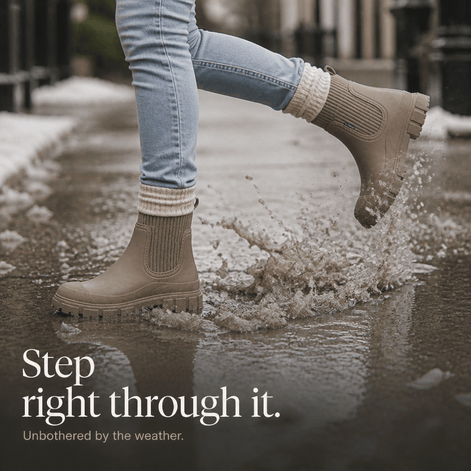 Puddlestep Women's Elastic Collar PVC Ankle Winter Boots