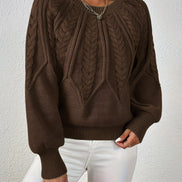 Women's Cable-Knit Cropped Jumper with Ribbed Crew Neck