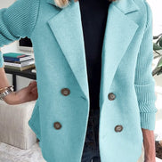 Sorelle Double-Breasted Women's Tailored Blazer with Knit Sleeves