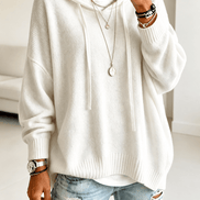 Women's Oversized Hooded Knitted Jumper with Drawstring