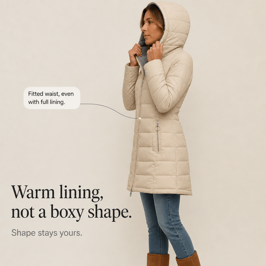 Women's Plush-Lined Hooded Longline Quilted Puffer Jacket