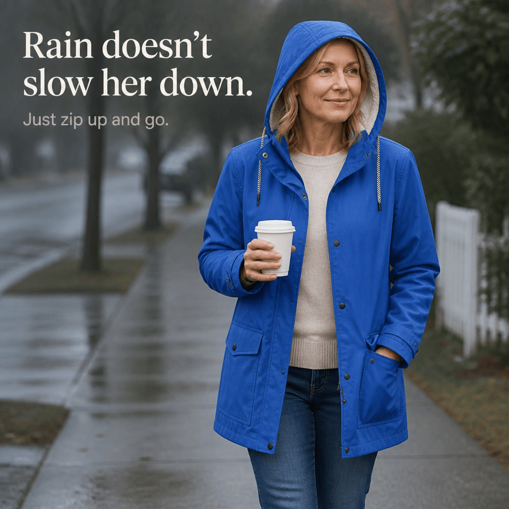 Waterproof Plush-Lined Hooded Jacket with Fleece Trim