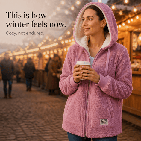 Odile Women's Hooded Fleece Teddy Coat with Zip Front