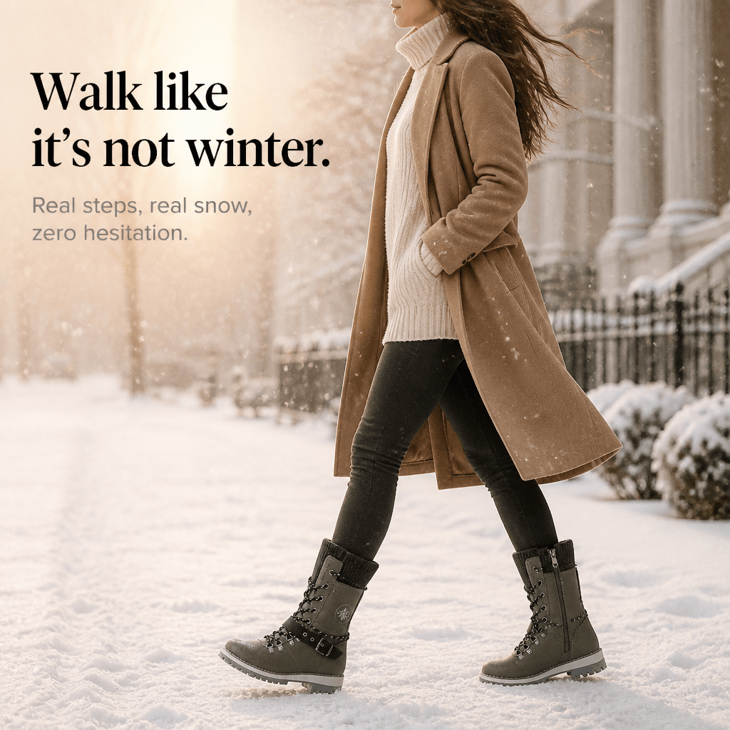 Women's Knit-Cuff Lace-Up Winter Boots with Buckle Strap