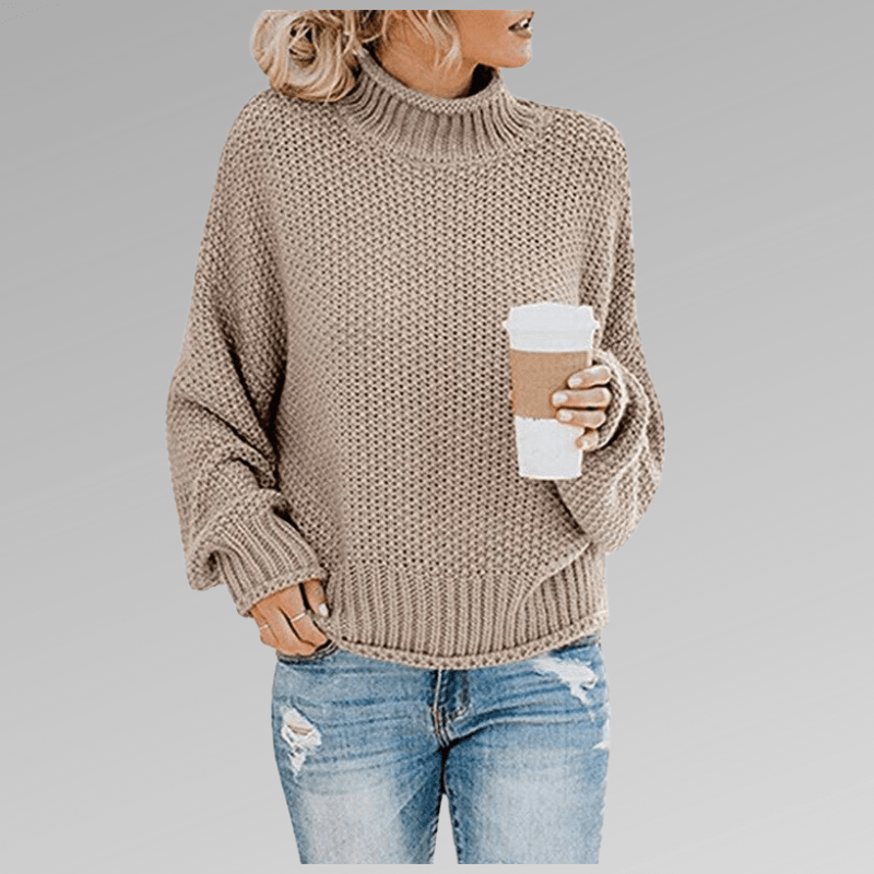 Natascha Women's Oversized Chunky Knitted Jumper with Turtleneck