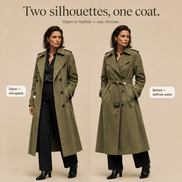 Mayfield Double-Breasted Long Belted Trench Coat for Women in Acetate