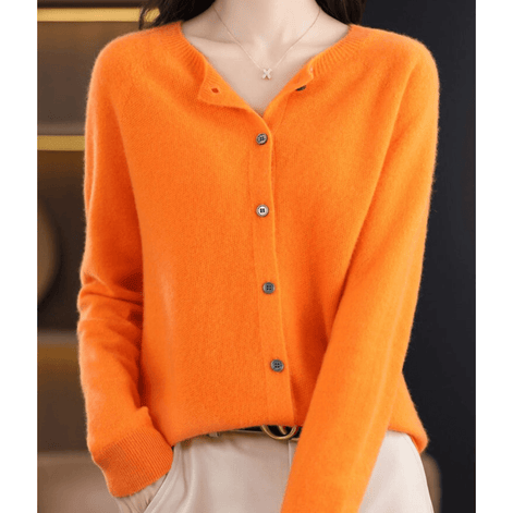 Danielle Button-Front Knitted Crew Neck Cardigan for Women