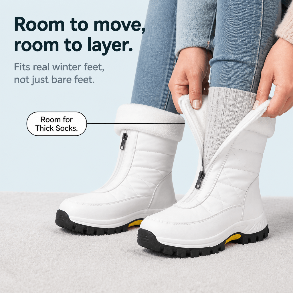 Snowlina Plush-Lined Mid-Calf Zip-Up Winter Boots for Women