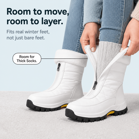 Snowlina Plush-Lined Mid-Calf Zip-Up Winter Boots for Women