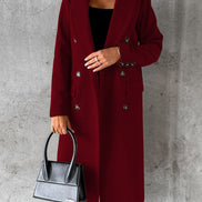 Jolie Double-Breasted Longline Women's Winter Coat with Tailored Lapels