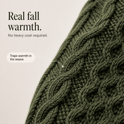 Women's Cable-Knit Turtleneck Poncho Jumper with Ribbed Trim